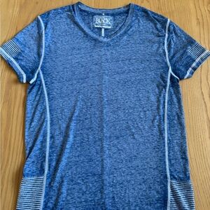 Buckle Black Blue Short Sleeve Tee with Striped Panels